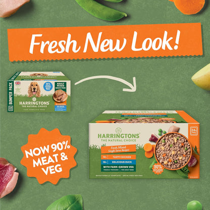 Harringtons Complete Wet Tray Grain Free Hypoallergenic Adult Dog Food Mixed Pack 24x150g