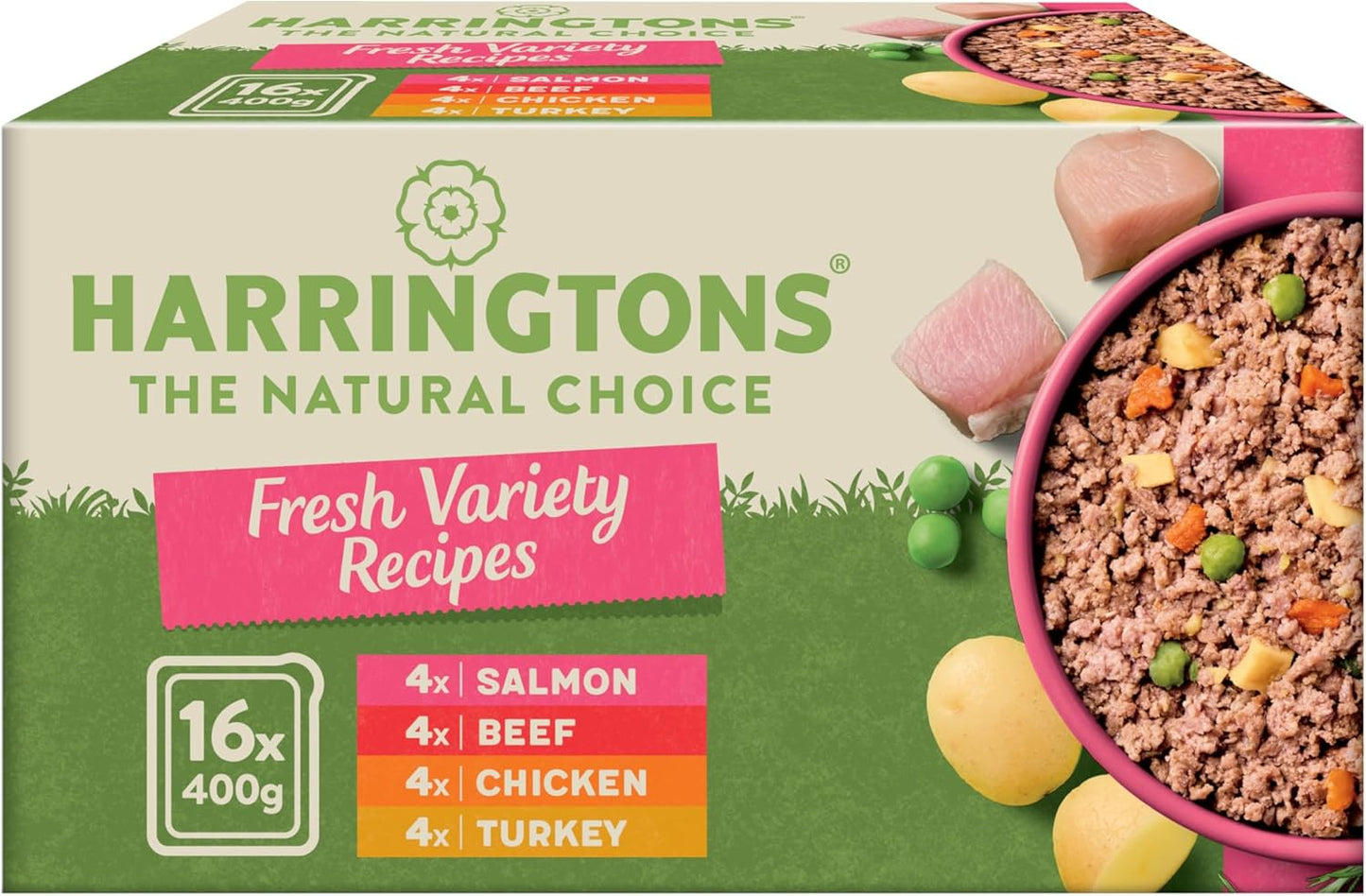 Harringtons Complete Wet Tray Grain Free Hypoallergenic Adult Dog Food Variety Bumper Pack 16x400g