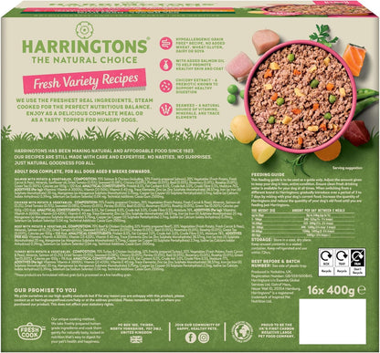 Harringtons Complete Wet Tray Grain Free Hypoallergenic Adult Dog Food Variety Bumper Pack 16x400g