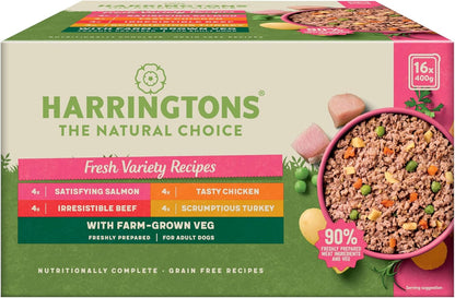 Harringtons Complete Wet Tray Grain Free Hypoallergenic Adult Dog Food Variety Bumper Pack 16x400g