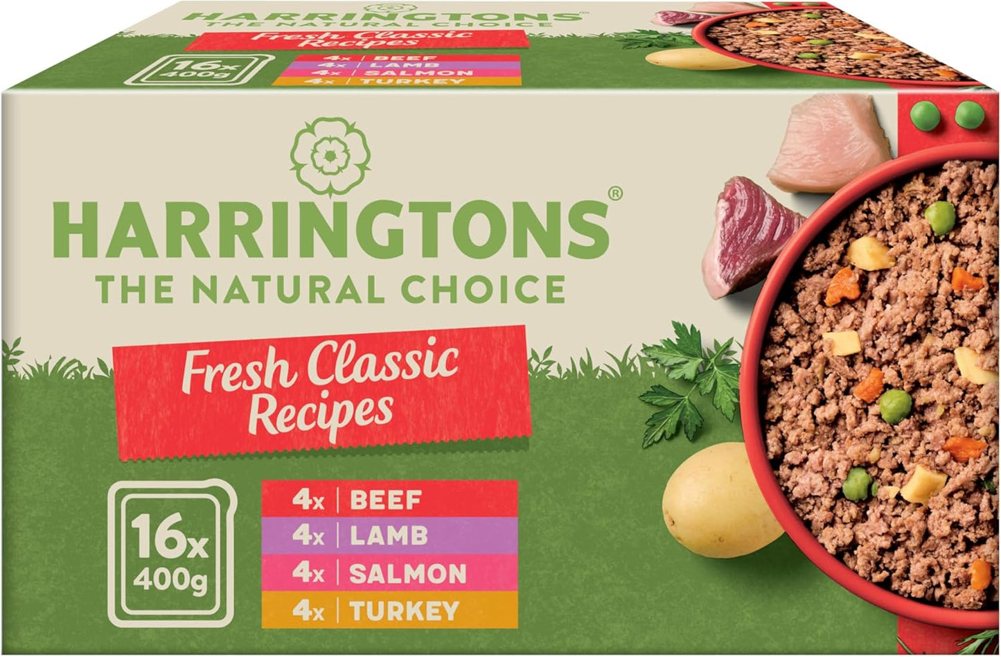 Harringtons Complete Wet Tray Grain Free Hypoallergenic Adult Dog Food Classics Bumper Pack 16x400g