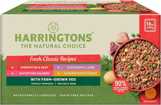 Harringtons Complete Wet Tray Grain Free Hypoallergenic Adult Dog Food Classics Bumper Pack 16x400g