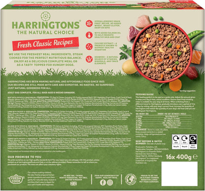 Harringtons Complete Wet Tray Grain Free Hypoallergenic Adult Dog Food Classics Bumper Pack 16x400g