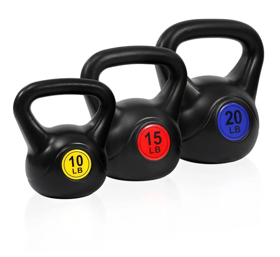 Kettlebell Set – 10lb, 15lb, and 20lb Color-Coded Weights for Strength Training, Cardio, and Home Gym Fitness