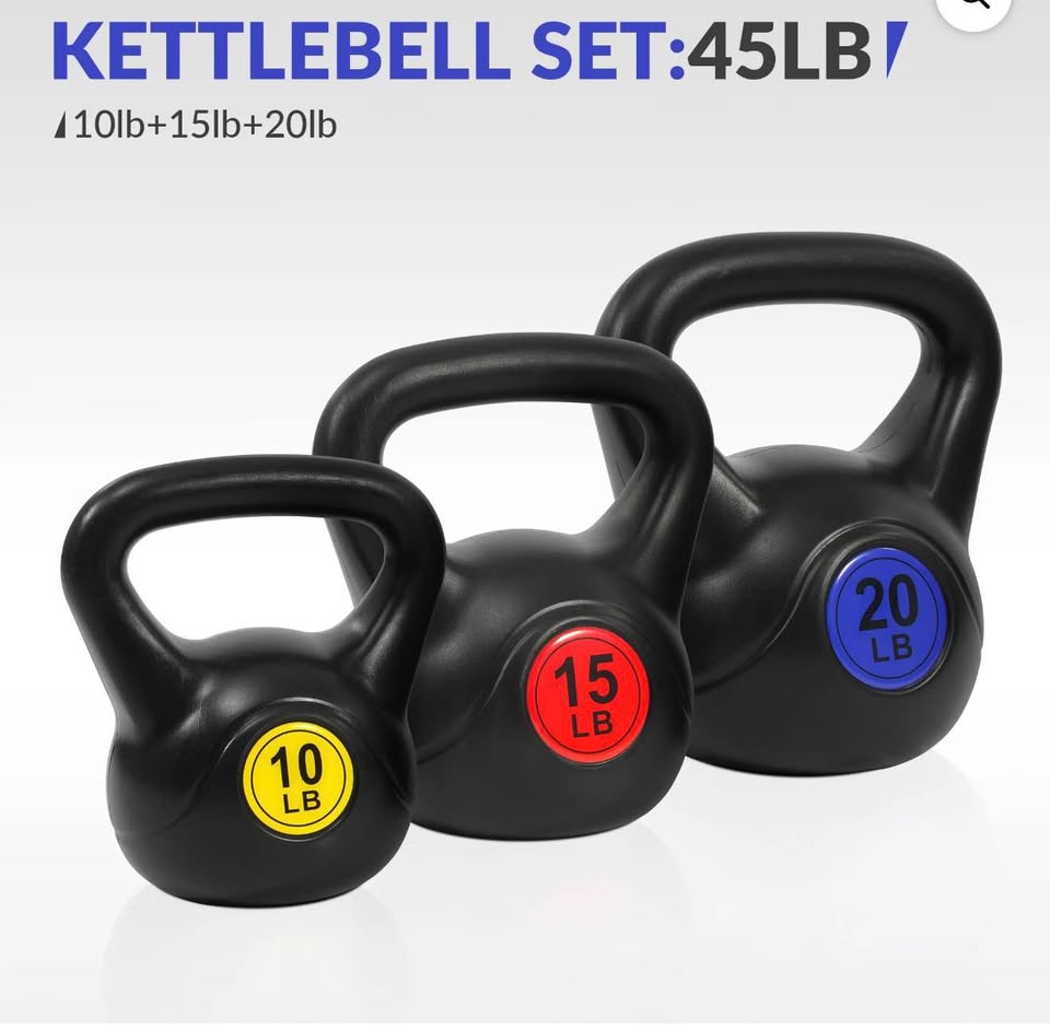 Kettlebell Set – 10lb, 15lb, and 20lb Color-Coded Weights for Strength Training, Cardio, and Home Gym Fitness