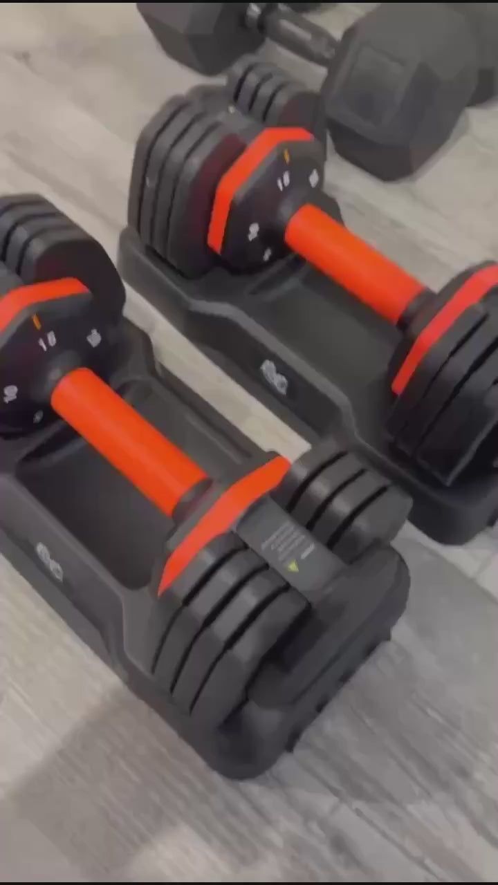 Adjustable Dumbbell Set with Fast Weight Adjustment, 15lb Rubber Hex Dumbbells, and 7lb Neoprene Dumbbells