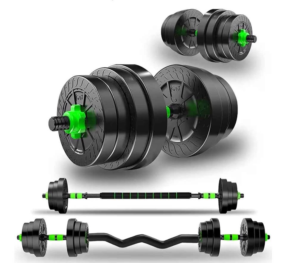 Multi-Functional Adjustable Dumbbell and Barbell Set – 3-in-1 Home Gym Strength Training Kit with Straight Bar