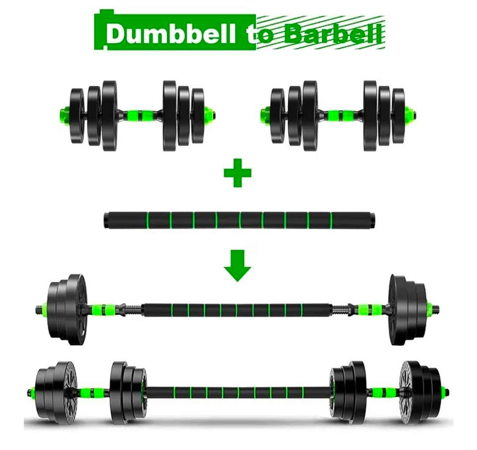 Multi-Functional Adjustable Dumbbell and Barbell Set – 3-in-1 Home Gym Strength Training Kit with Straight Bar