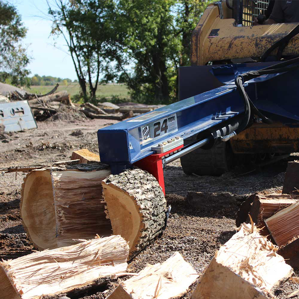 24 ton iron & oak upside down skid steer log splitter attachment (smh2419)