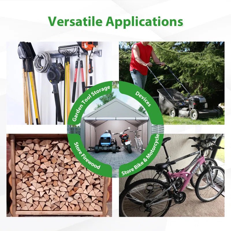 10 ft. w x 10 ft. d portable storage shed bike shed motorcycle garage 10 ft. w x 10 ft. d portable storage shed bike shed motorcycle garage