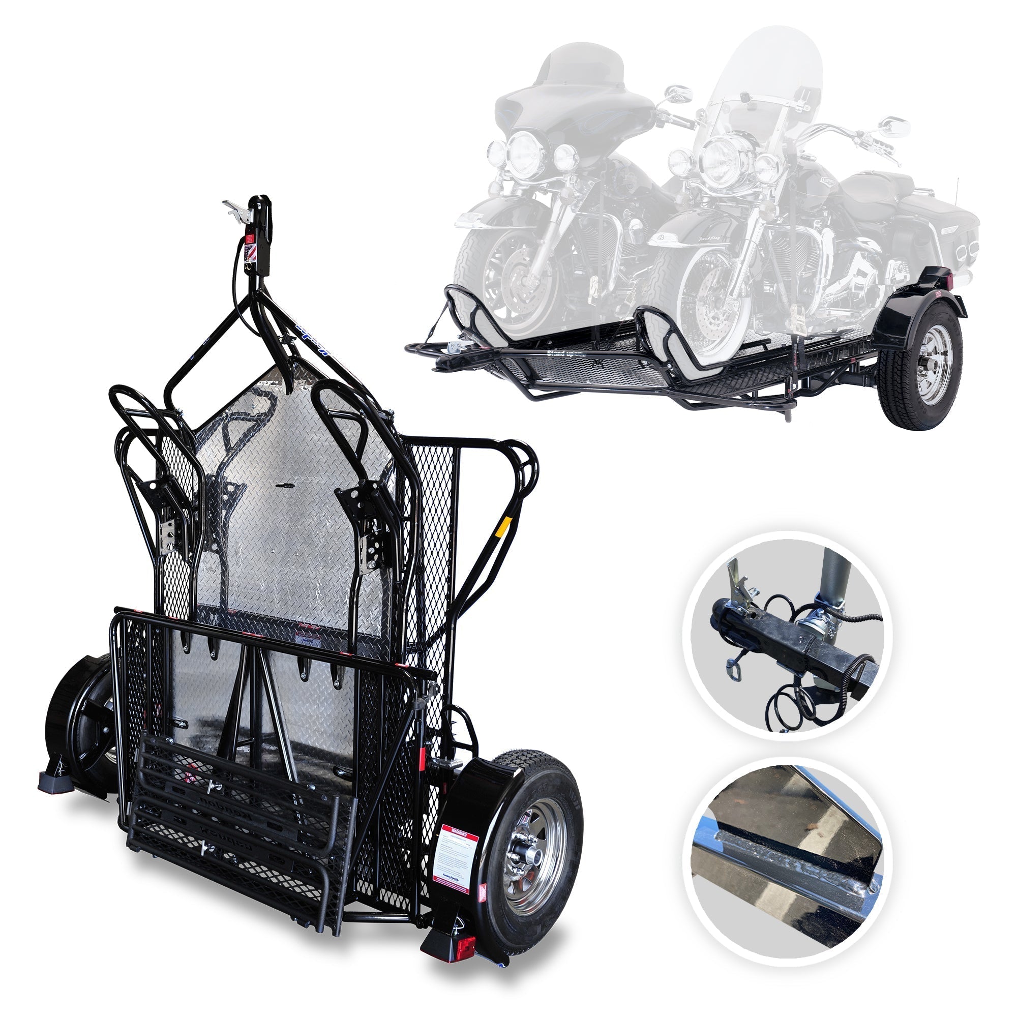 go! series dual rail ride up folding motorcycle trailer discounted