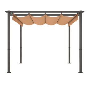 stylish 10′ x 13′ aluminum patio pergola with retractable canopy – perfect backyard shade shelter for outdoor parties