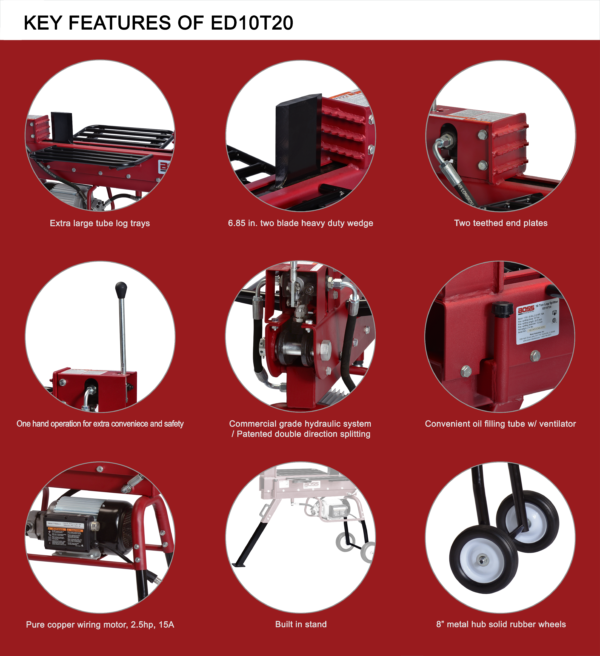 10 ton boss industrial dual action electric log splitter (ed10t20) 10 ton boss industrial dual action electric log splitter (ed10t20)