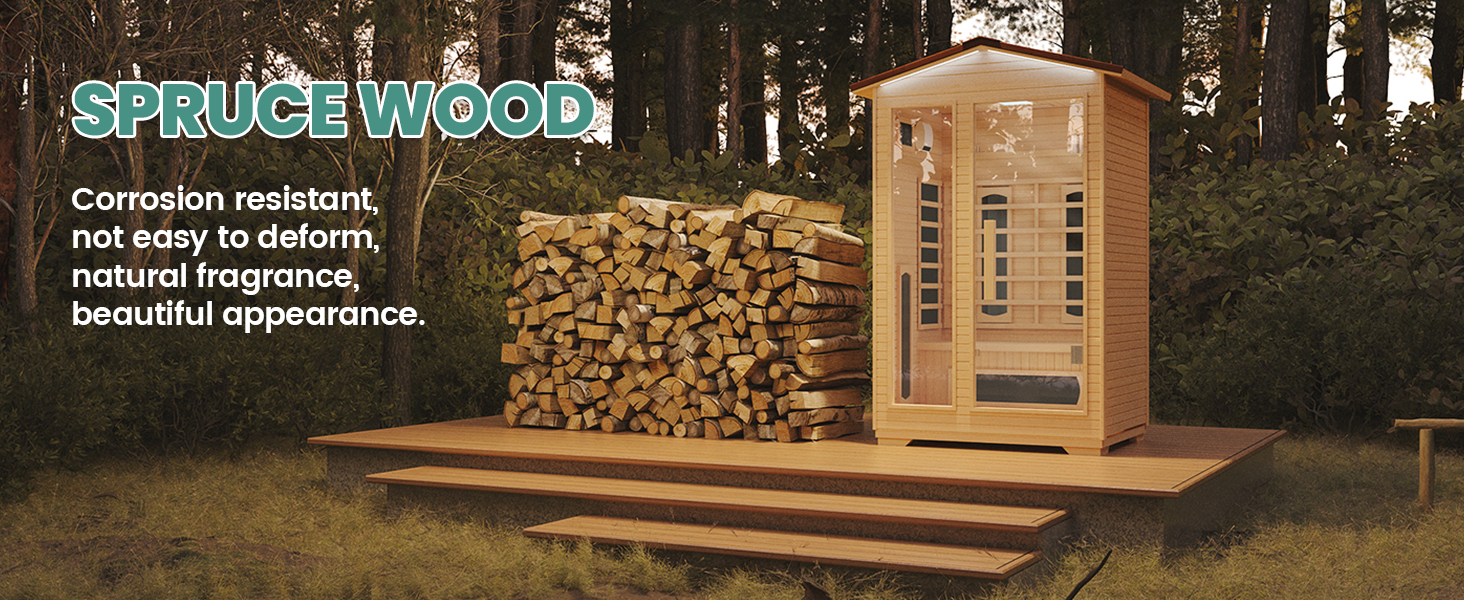 EROMMY Outdoor Sauna 2 Person, Far Infrared Wooden Sauna, Personal Sauna with Bluetooth Speaker and Changeable Chromotherapy Lighting 10 841d2bce D062 4ad4 A6a1 D8c012342247
