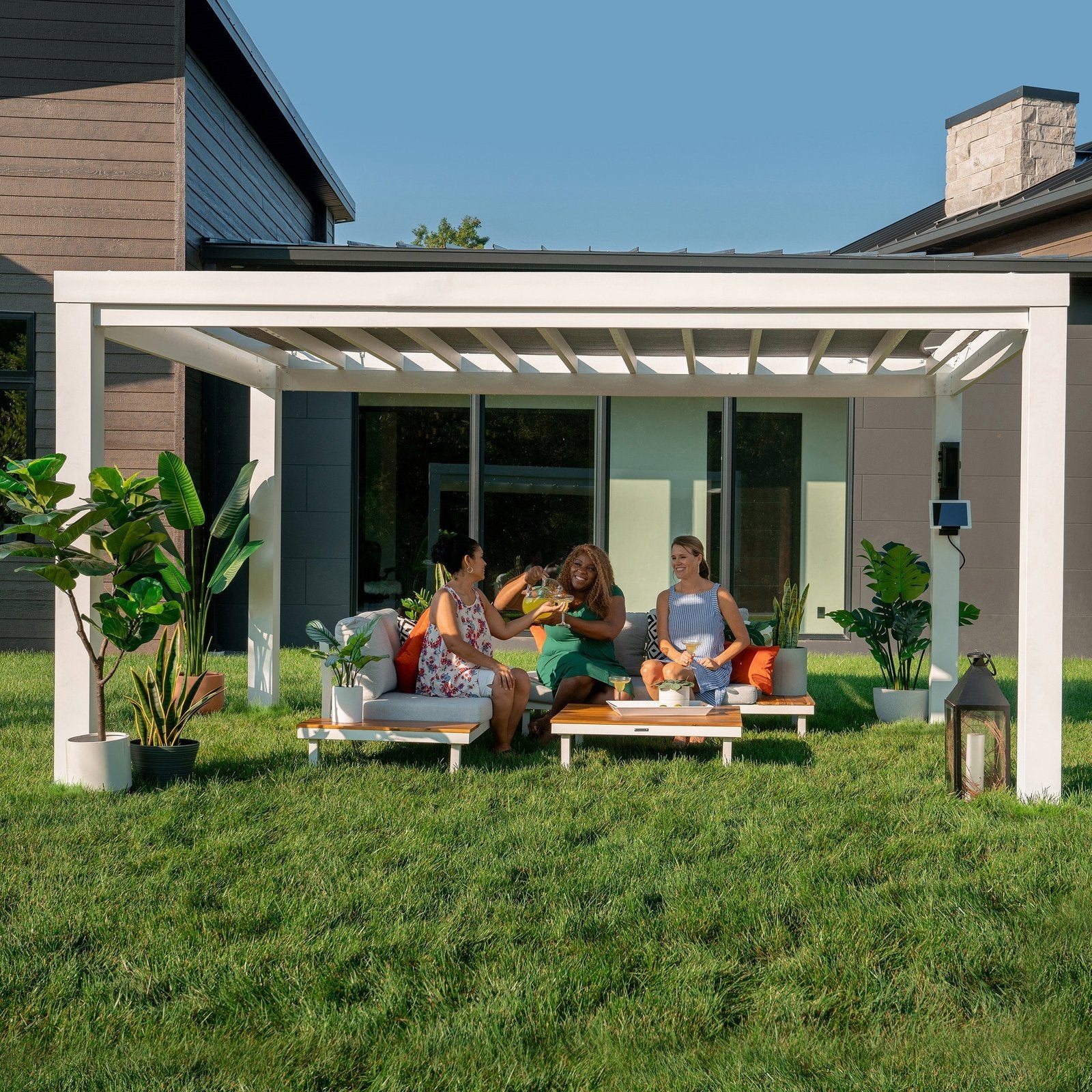 14×12 windham modern steel pergola with sail shade soft canopy 14×12 windham modern steel pergola with sail shade soft canopy
