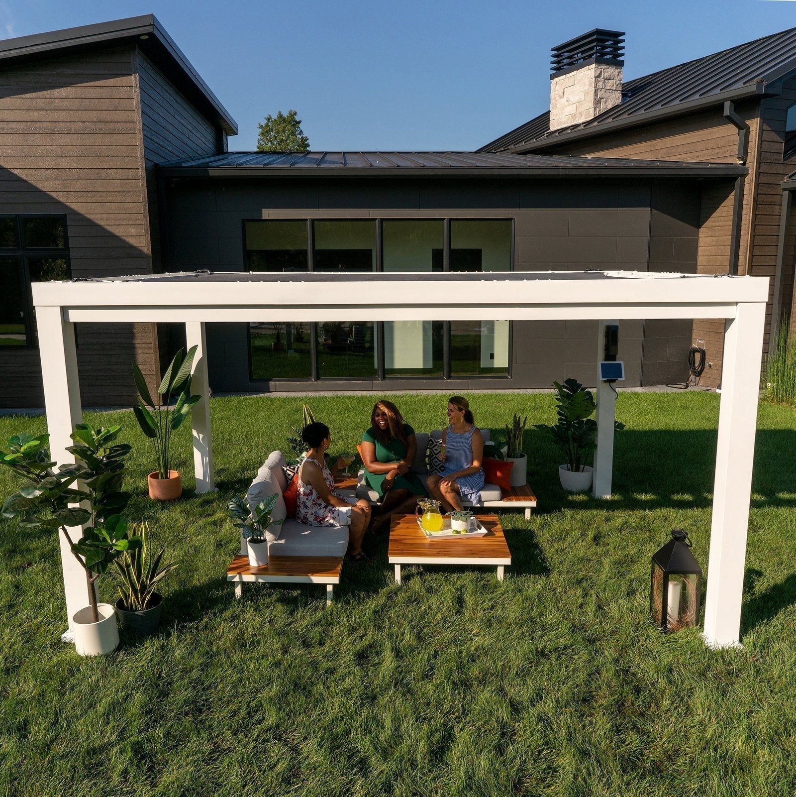 14×12 windham modern steel pergola with sail shade soft canopy 14×12 windham modern steel pergola with sail shade soft canopy