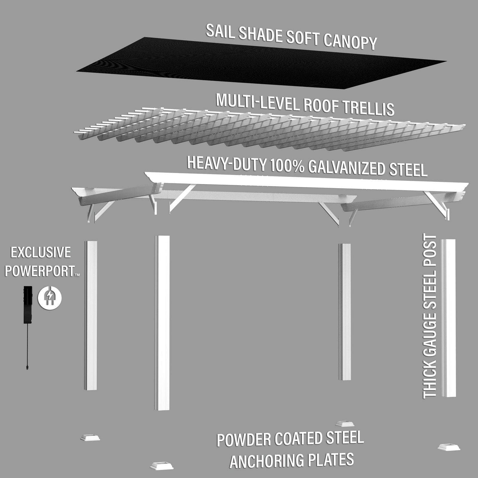 16×12 hawthorne traditional steel pergola with sail shade soft canopy 16×12 hawthorne traditional steel pergola with sail shade soft canopy