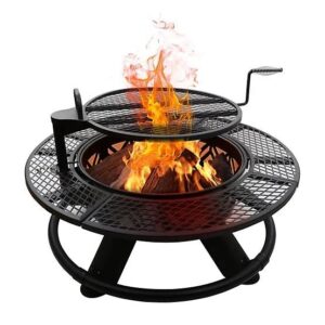 red mountain valley 47 in. wood burning fire pit with adjustable bbq grate, geometric