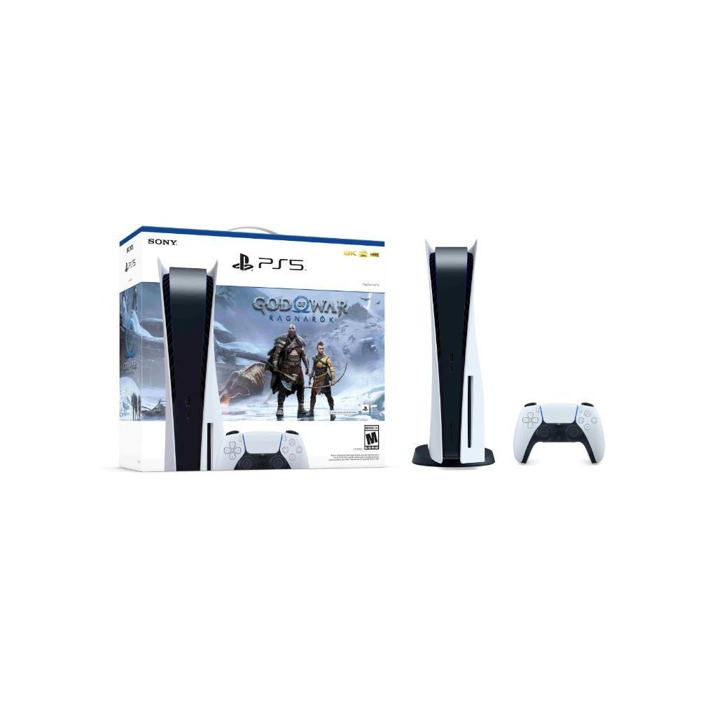 ps5 console god of war ragnarok bundle, white ps5 console god of war ragnarok bundle, white