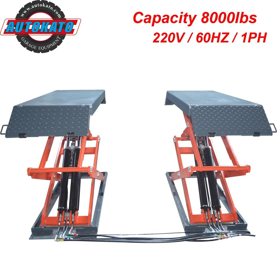 stratus commercial grade on ground or in ground mount low profile full rise scissor car lift