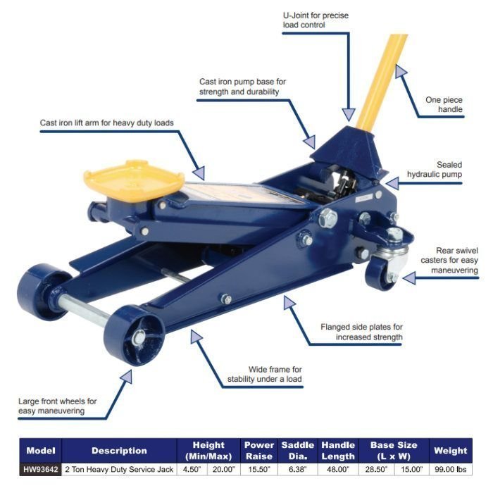 hein werner 2 ton heavy duty service jack