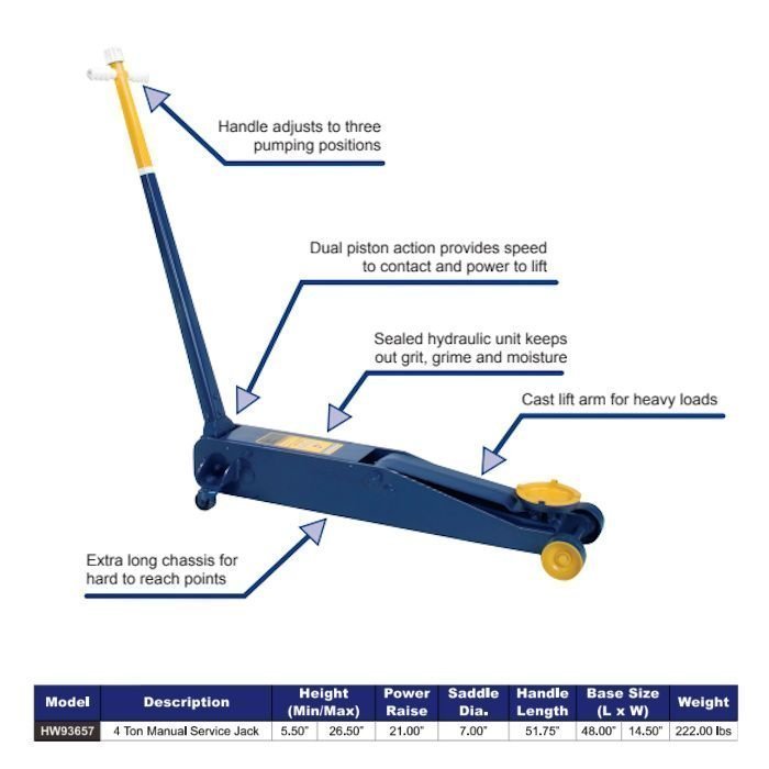 hein werner 4 ton long chassis service jack