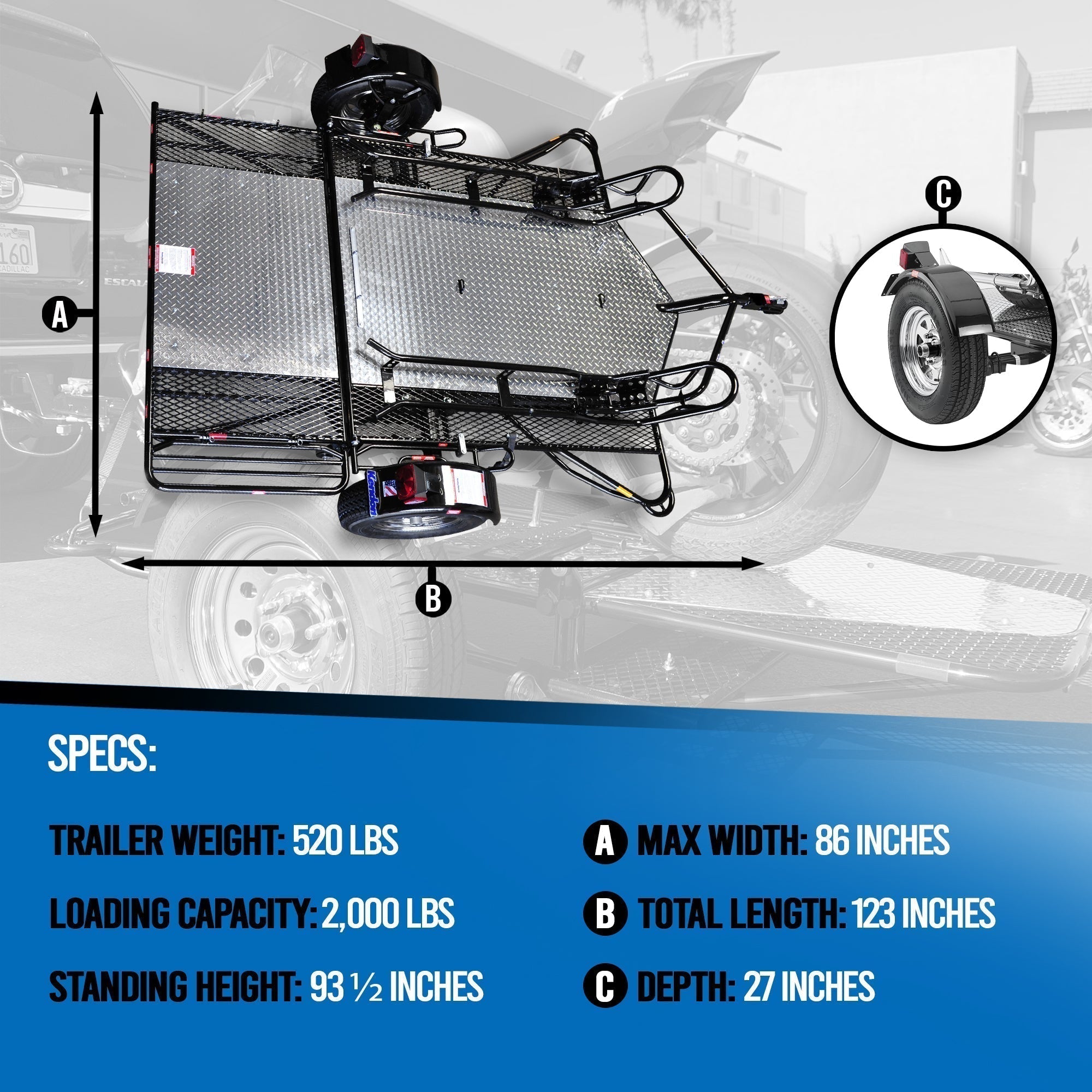 go! series dual rail ride up folding motorcycle trailer discounted