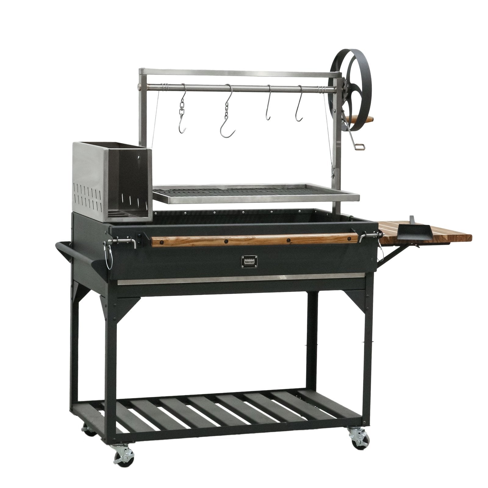 premium argentine/santa maria bbq grill with wood fire and charcoal grill