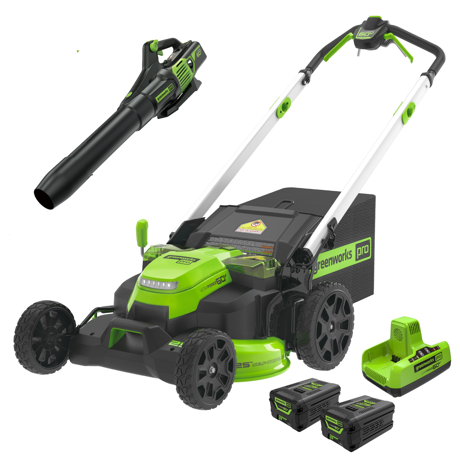 60v 25″ cordless battery self propelled mower combo kit w/ blower, (2) 4.0ah batteries and dual port charger 60v 25″ cordless battery self propelled mower combo kit w/ blower, (2) 4.0ah batteries and dual port charger