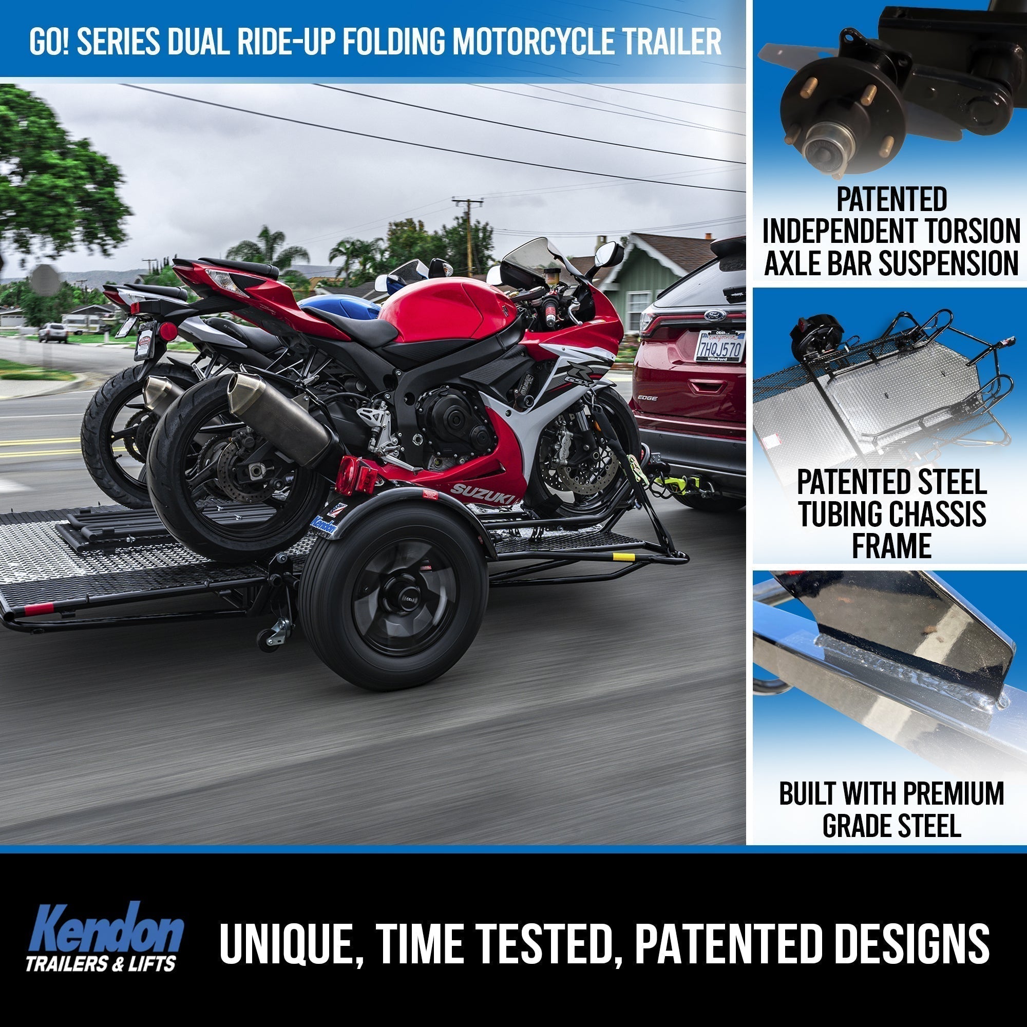 go! series dual rail ride up folding motorcycle trailer discounted