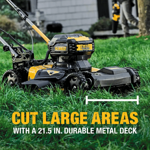21.5 in. 20 v li ion cordless battery walk behind self propelled mower w/hedge,bare trimmer,blower,cleaner,pole/hand saw