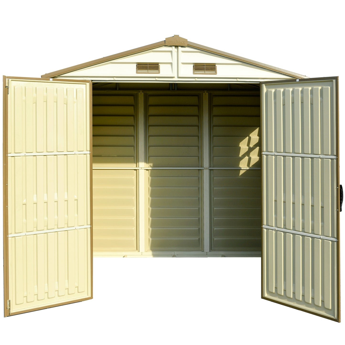 DuraMax 8ft x 6ft Storeall Vinyl Shed with Foundation Kit and window 30115APV04