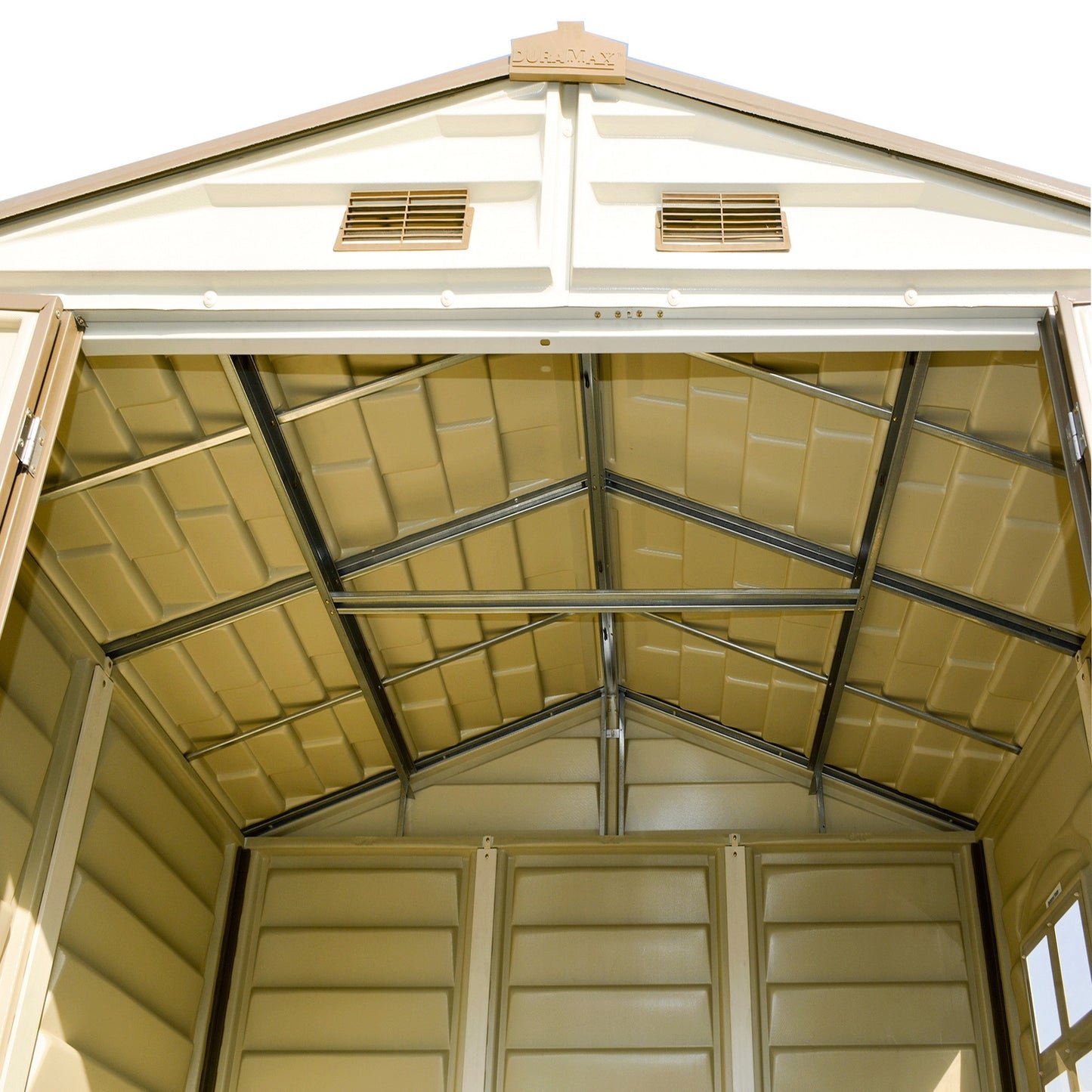 DuraMax 8ft x 6ft Storeall Vinyl Shed with Foundation Kit and window 30115APV05 1