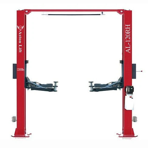 aston 12000 lbs. 2 post car lift symmetric overhead single point lock release