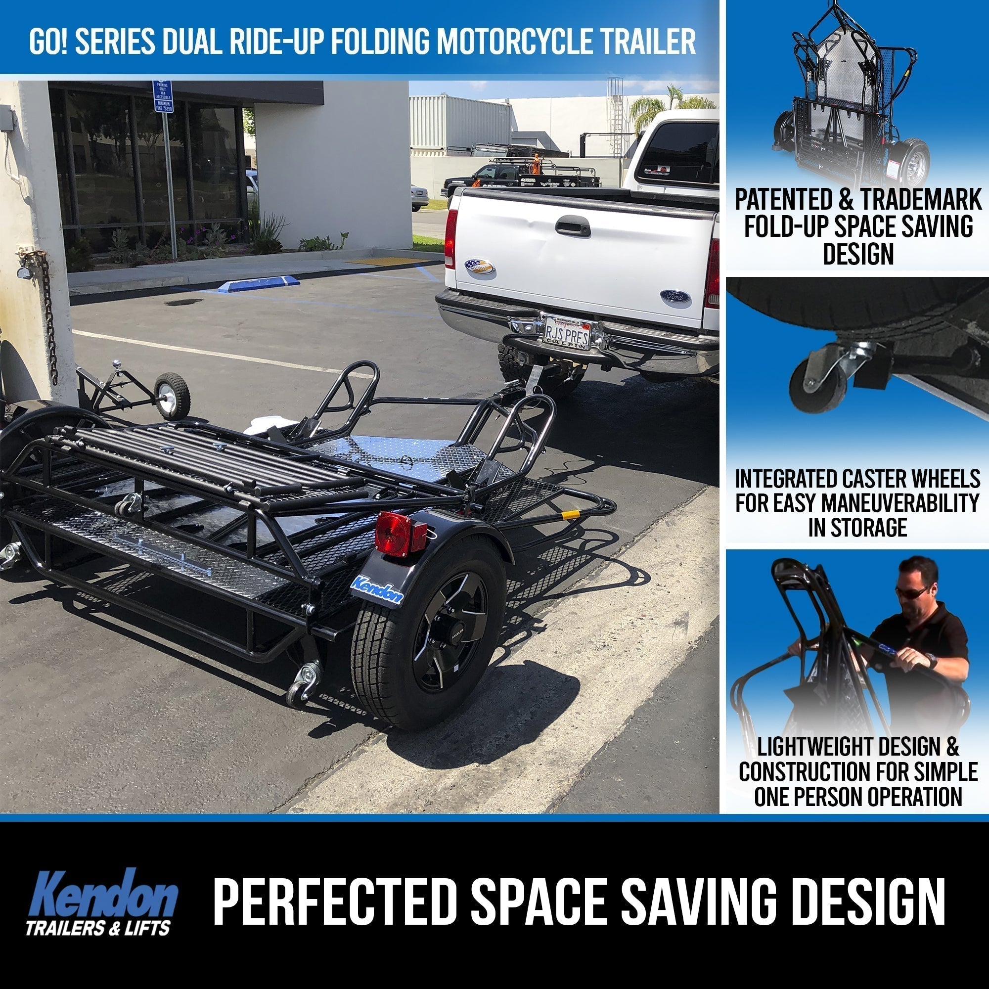 go! series dual rail ride up folding motorcycle trailer discounted