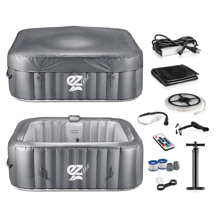 4 seat inflatable pool spa – portable hot tub spa with light and remote control