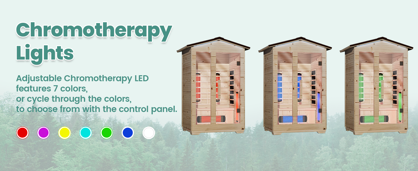 EROMMY Outdoor Sauna 2 Person, Far Infrared Wooden Sauna, Personal Sauna with Bluetooth Speaker and Changeable Chromotherapy Lighting 4 02cad8ac Cf10 40b0 88a5 97ed6983f321