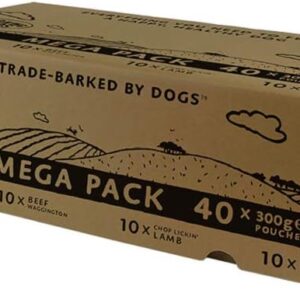 barking heads wet dog food pouches mega variety pack natural & grain free with no artificial flavours plus added vitamins & minerals 40 x 300g