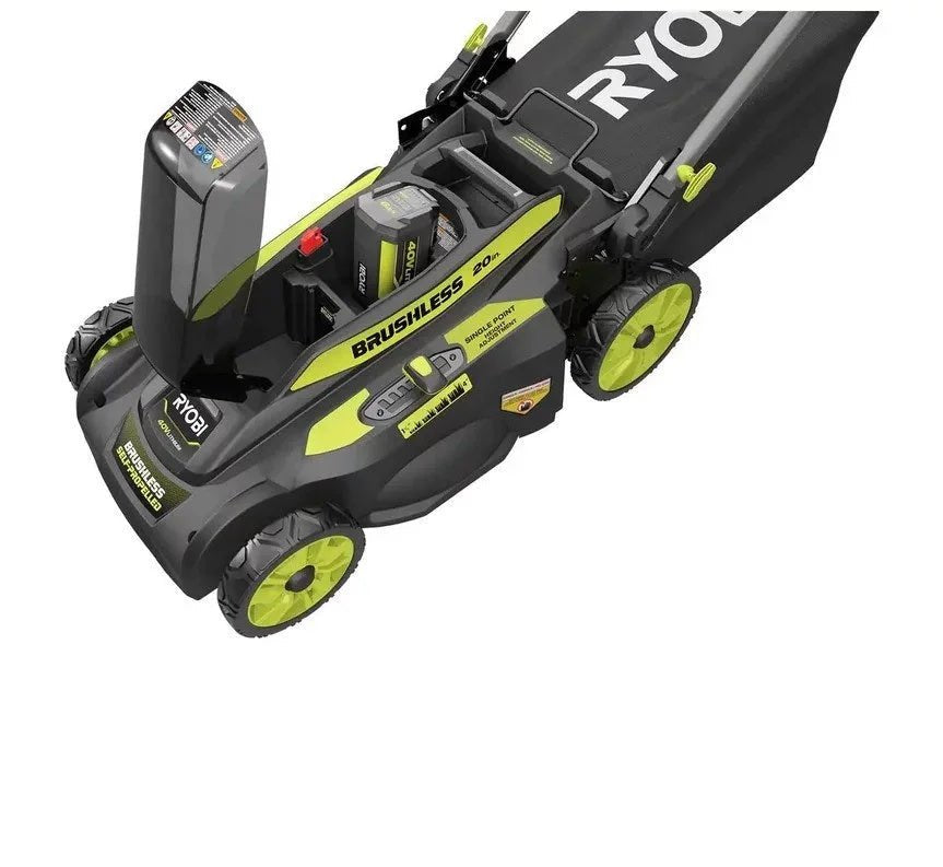 ryobi 40v brushless 20 in. cordless walk behind self propelled lawn mower with 6.0 ah battery & charger ryobi 40v brushless 20 in. cordless walk behind self propelled lawn mower with 6.0 ah battery & charger