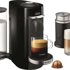 de’longhi – nespresso vertuo plus deluxe coffee and espresso maker by de’longhi, piano black with aeroccino milk frother – piano black