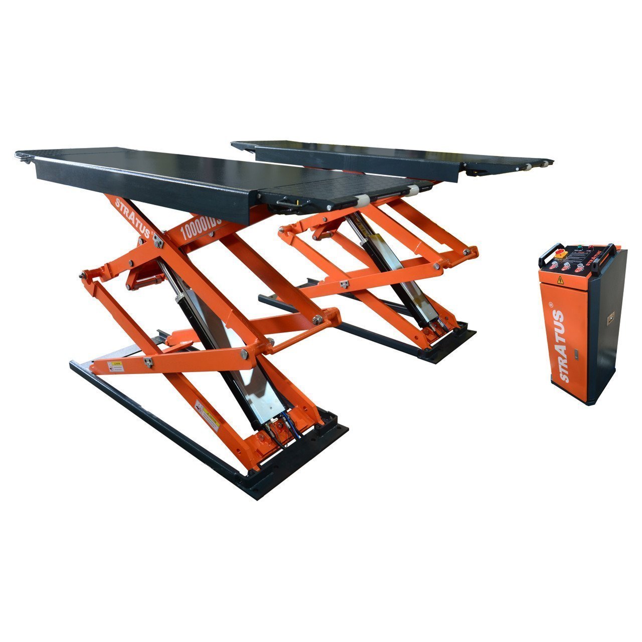 stratus commercial grade on ground or in ground mount low profile full rise scissor car lift sae ut10000