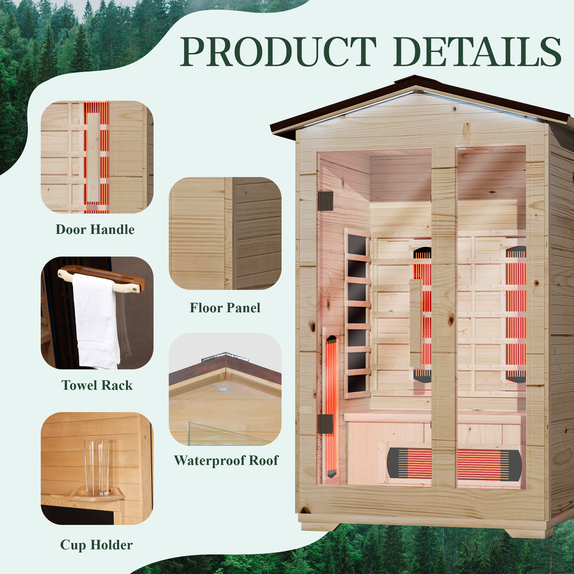 erommy outdoor sauna 2 person, far infrared wooden sauna, personal sauna with bluetooth speaker and changeable chromotherapy lighting erommy outdoor sauna 2 person, far infrared wooden sauna, personal sauna with bluetooth speaker and changeable chromotherapy lighting
