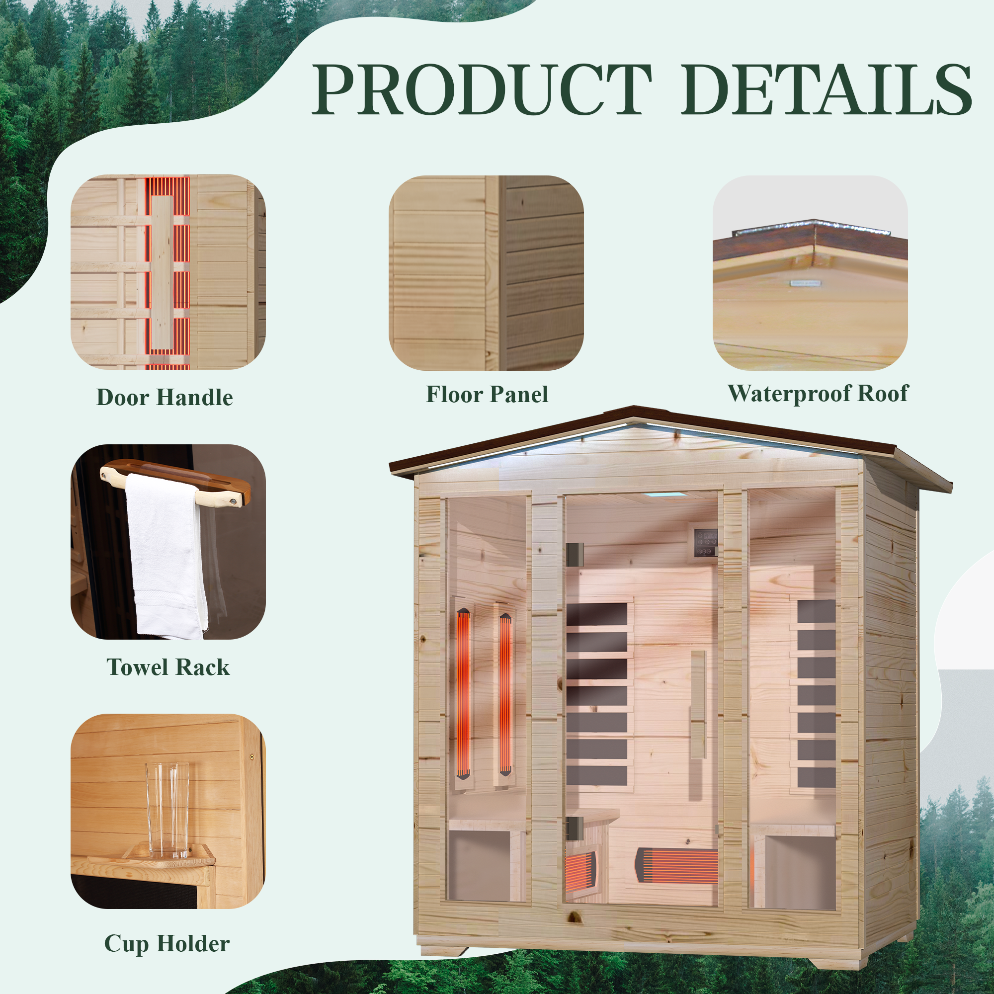 erommy outdoor sauna 4 person, far infrared wooden sauna, personal sauna with bluetooth speaker and changeable chromotherapy lighting erommy outdoor sauna 4 person, far infrared wooden sauna, personal sauna with bluetooth speaker and changeable chromotherapy lighting