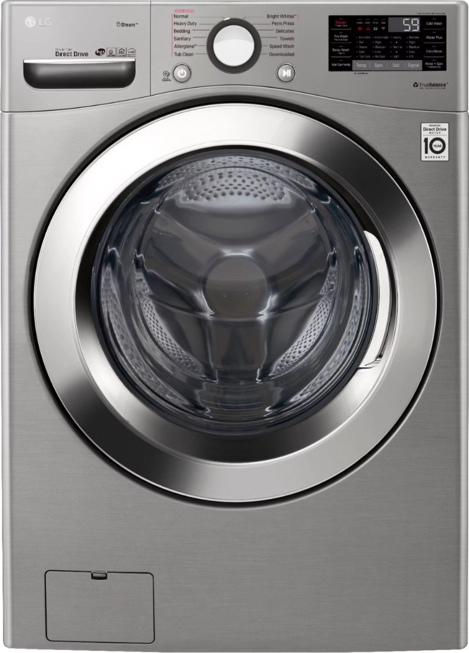 lg – 4.5 cu. ft. high efficiency stackable smart front load washer with steam and 6motion technology – graphite steel lg – 4.5 cu. ft. high efficiency stackable smart front load washer with steam and 6motion technology – graphite steel