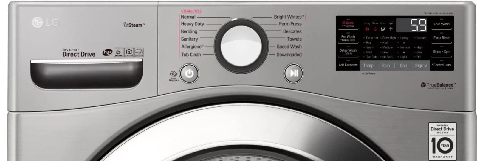 lg – 4.5 cu. ft. high efficiency stackable smart front load washer with steam and 6motion technology – graphite steel lg – 4.5 cu. ft. high efficiency stackable smart front load washer with steam and 6motion technology – graphite steel