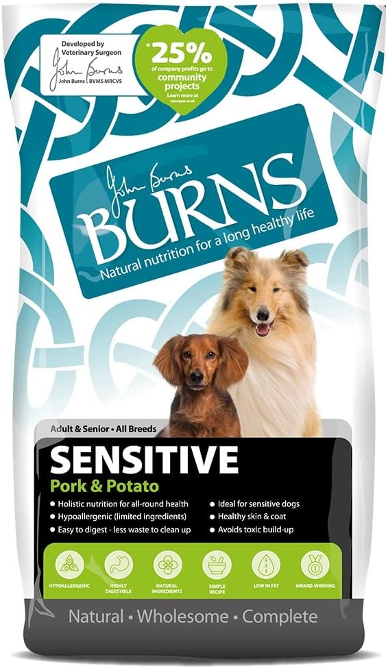 burns pet nutrition hypoallergenic complete dry dog food adult and senior dog sensitive with pork and potato 12 kg burns pet nutrition hypoallergenic complete dry dog food adult and senior dog sensitive with pork and potato 12 kg