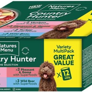 natures menu country hunter multipack game meat selection canned wet food for dogs 12 x 400g