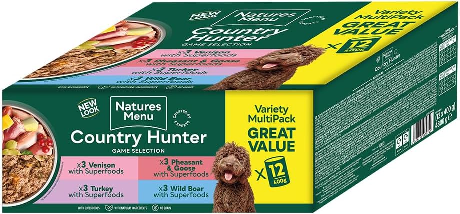 natures menu country hunter multipack game meat selection canned wet food for dogs 12 x 400g natures menu country hunter multipack game meat selection canned wet food for dogs 12 x 400g