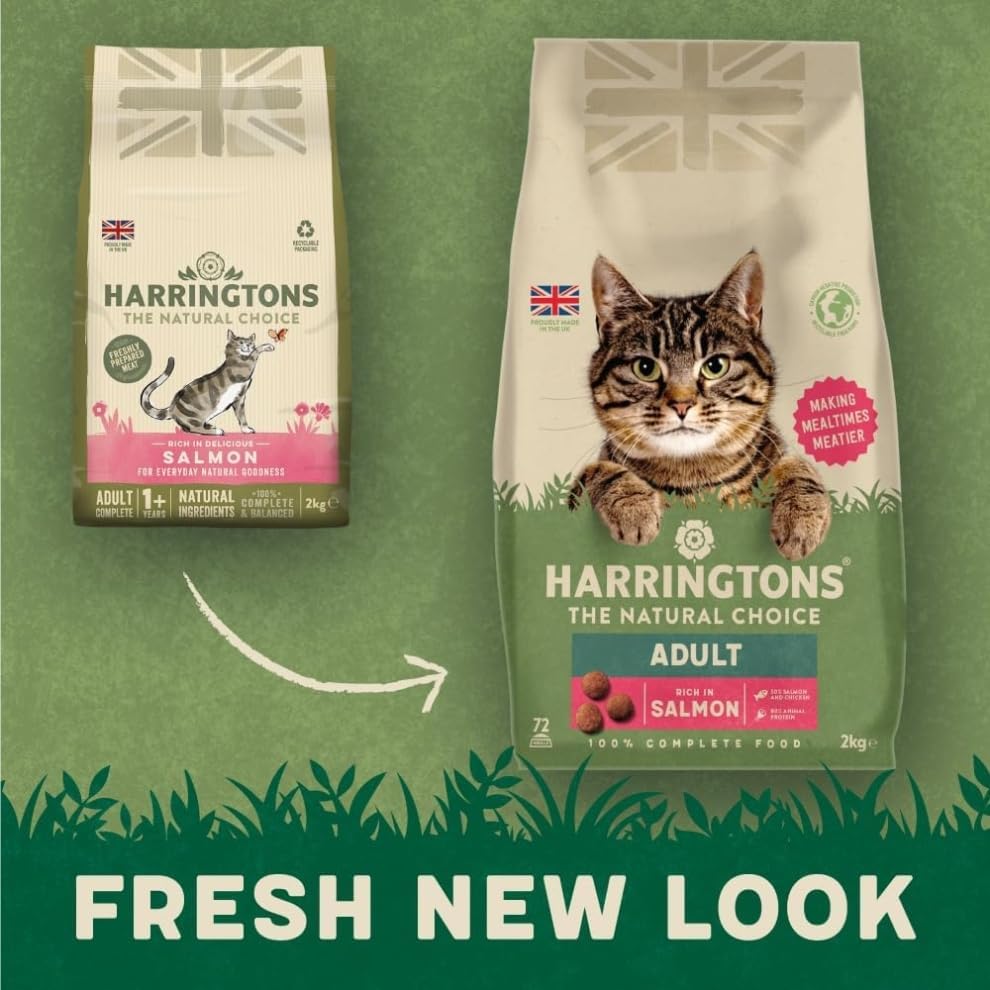 harringtons complete dry adult cat food salmon 2kg (pack of 4) tasty natural goodness harringtons complete dry adult cat food salmon 2kg (pack of 4) tasty natural goodness