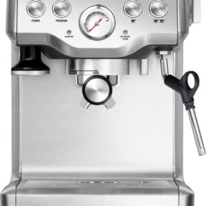 breville – the infuser manual espresso machine with 15 bars of pressure, milk frother and water filtration – silver